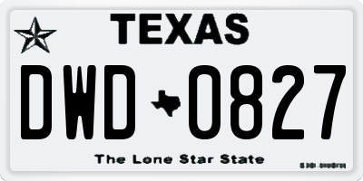 TX license plate DWD0827