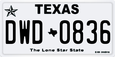 TX license plate DWD0836