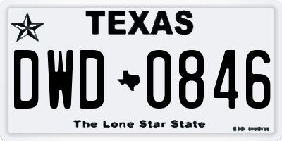 TX license plate DWD0846