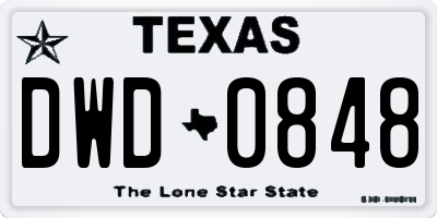 TX license plate DWD0848
