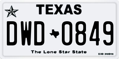 TX license plate DWD0849