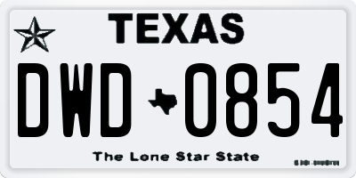 TX license plate DWD0854