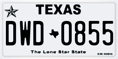 TX license plate DWD0855