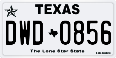 TX license plate DWD0856