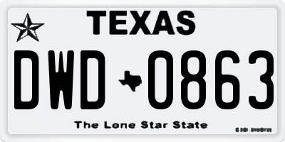 TX license plate DWD0863