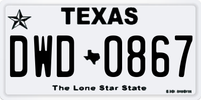 TX license plate DWD0867