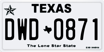 TX license plate DWD0871