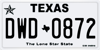 TX license plate DWD0872