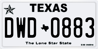 TX license plate DWD0883