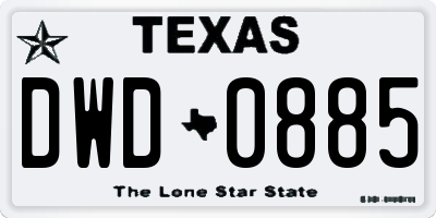 TX license plate DWD0885
