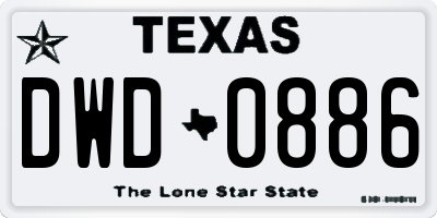 TX license plate DWD0886