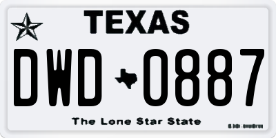 TX license plate DWD0887