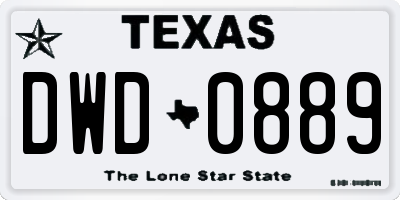 TX license plate DWD0889