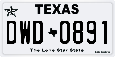 TX license plate DWD0891