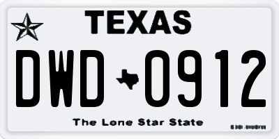 TX license plate DWD0912