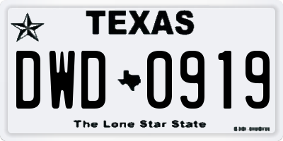 TX license plate DWD0919