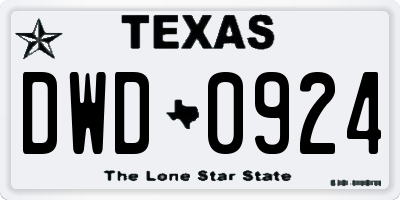 TX license plate DWD0924