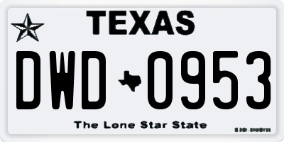 TX license plate DWD0953