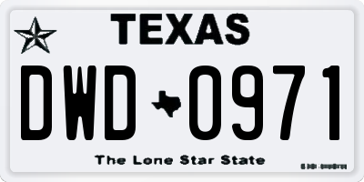 TX license plate DWD0971