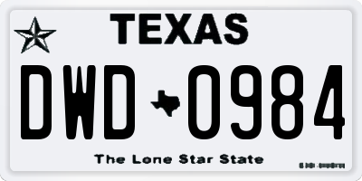 TX license plate DWD0984