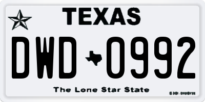 TX license plate DWD0992