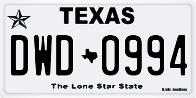 TX license plate DWD0994