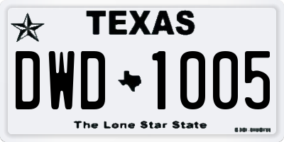 TX license plate DWD1005