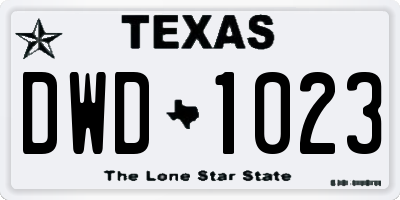 TX license plate DWD1023