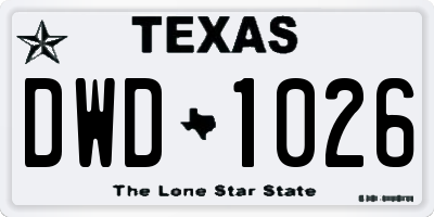 TX license plate DWD1026