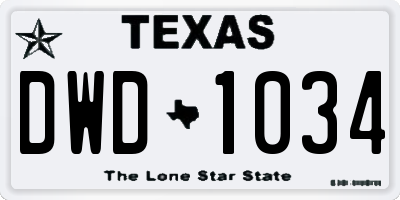 TX license plate DWD1034