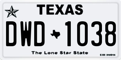TX license plate DWD1038