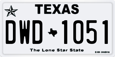 TX license plate DWD1051