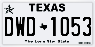 TX license plate DWD1053