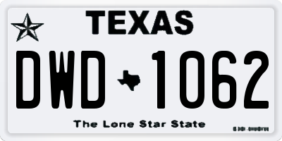 TX license plate DWD1062