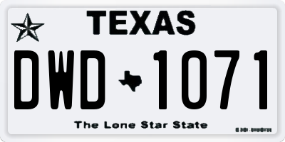 TX license plate DWD1071