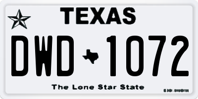 TX license plate DWD1072