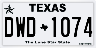 TX license plate DWD1074