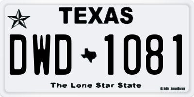 TX license plate DWD1081