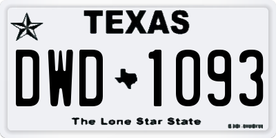 TX license plate DWD1093