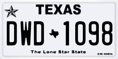 TX license plate DWD1098