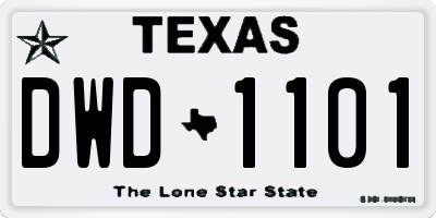 TX license plate DWD1101