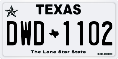 TX license plate DWD1102