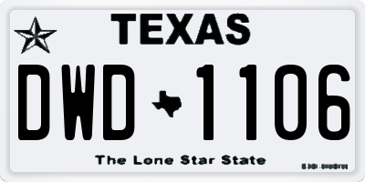TX license plate DWD1106