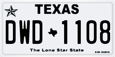 TX license plate DWD1108