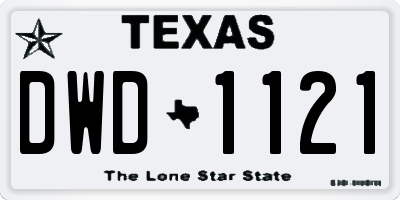 TX license plate DWD1121