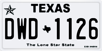 TX license plate DWD1126