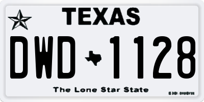 TX license plate DWD1128