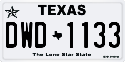 TX license plate DWD1133