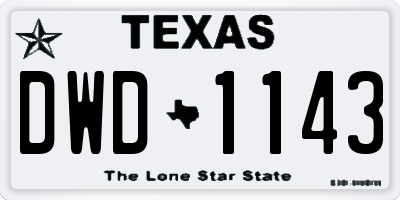 TX license plate DWD1143
