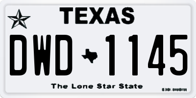 TX license plate DWD1145